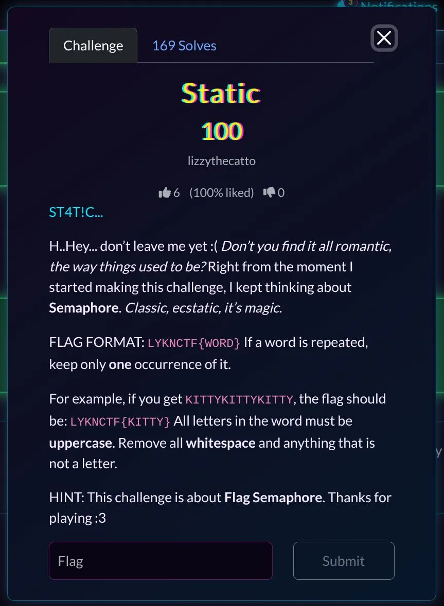Challenge description for Static