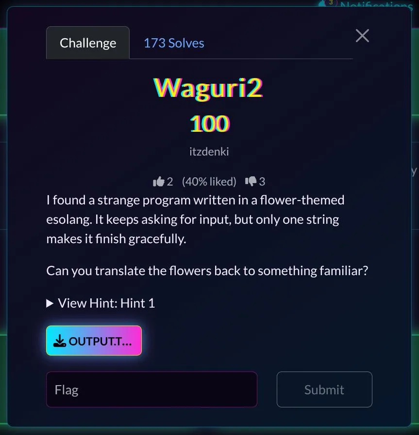 Challenge description for Waguri2