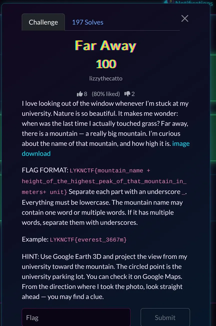 Challenge description for Far Away