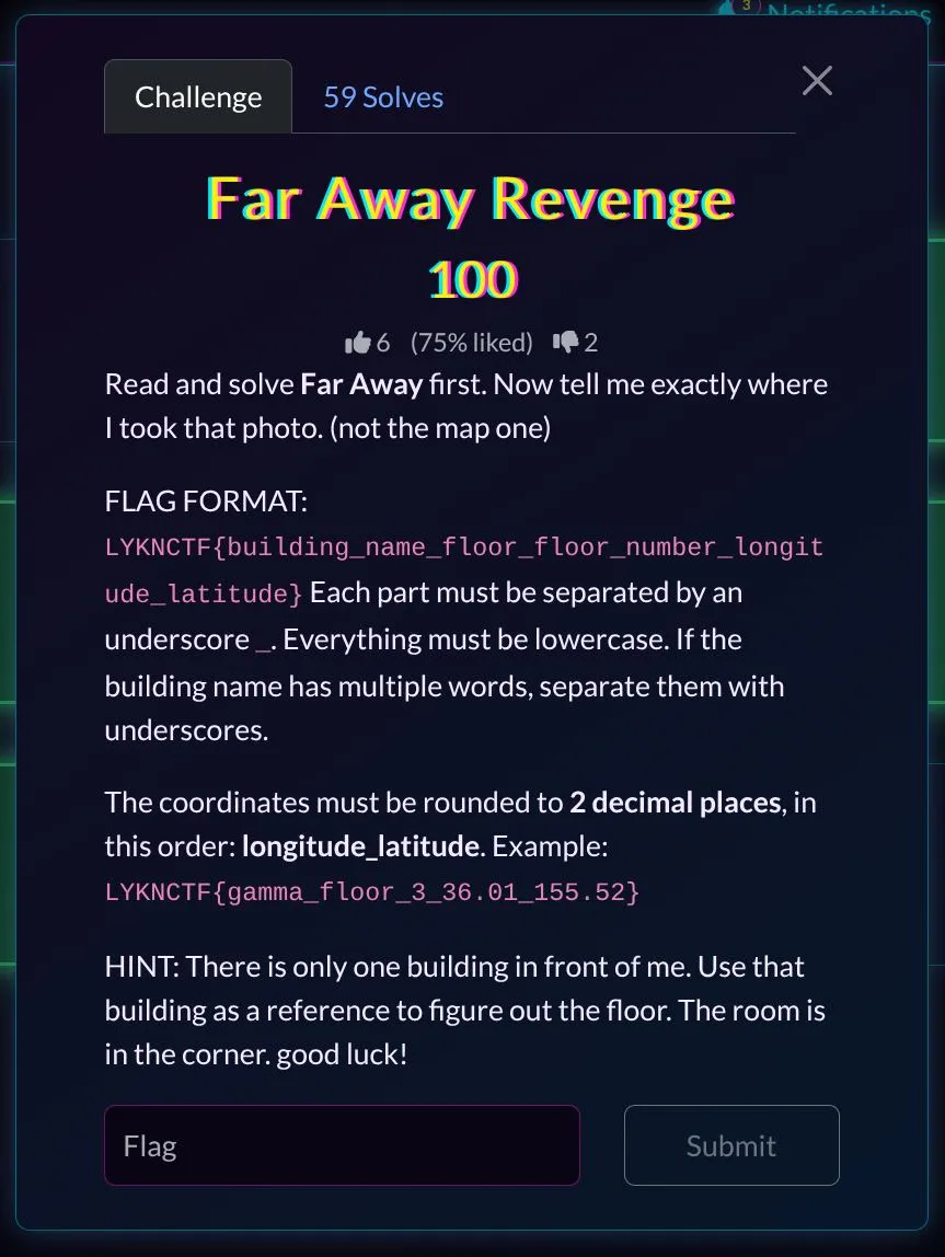 Challenge description for Far Away Revenge