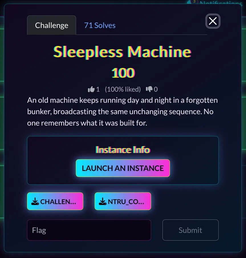 Challenge description for Sleepless Machine